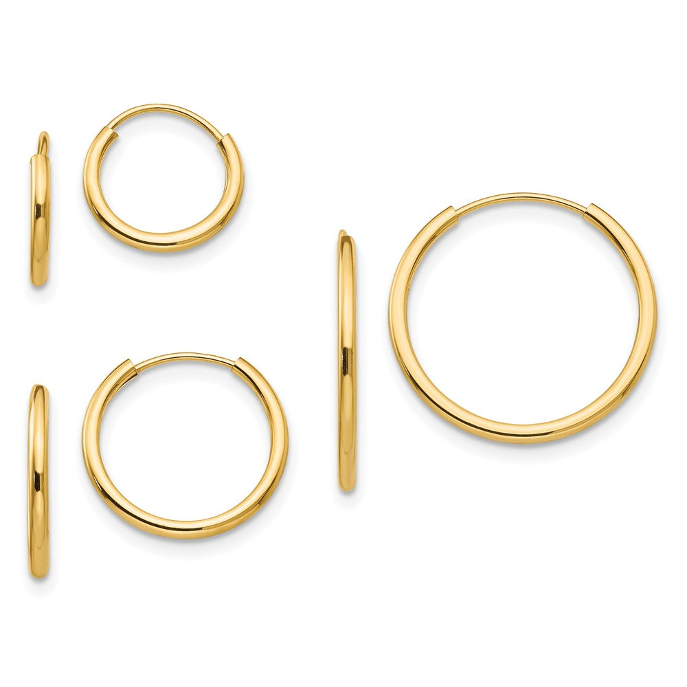 14k Madi K Polished Endless Hoop 3 Pair Earring Set (0.84 grams)