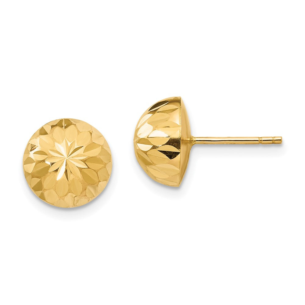 14k Madi K Polished & Diamond-Cut 9mm Button Post Earrings (0.56 grams)