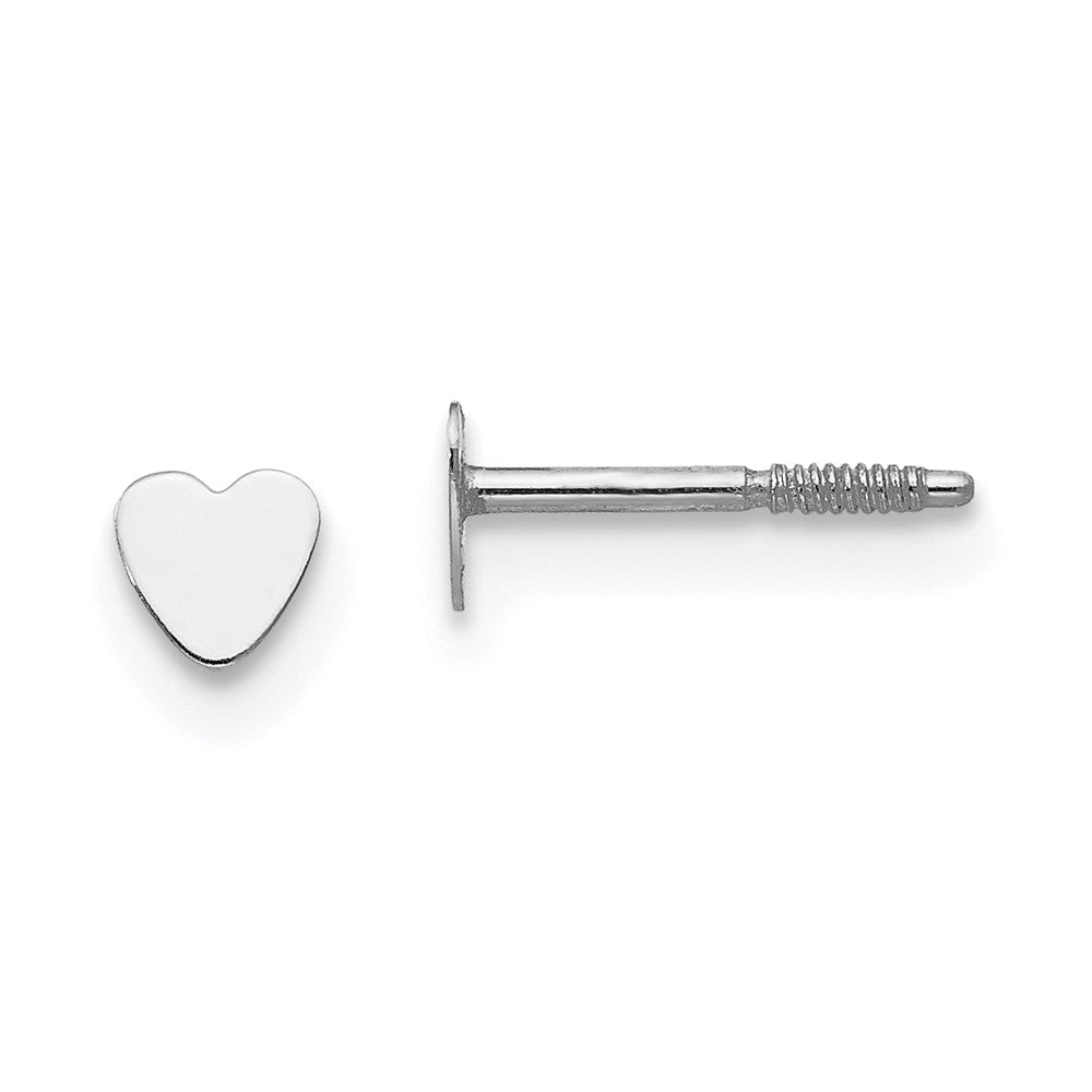 14k White Gold Madi K Tiny Heart Baby Post Earrings (0.23 grams)