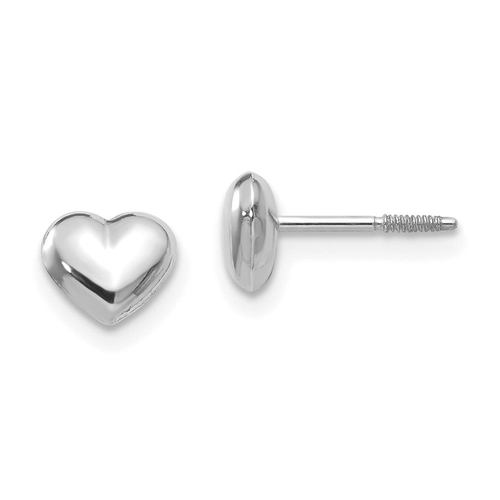 14k Madi K White Gold Puff Heart Post Earrings (0.28 grams)