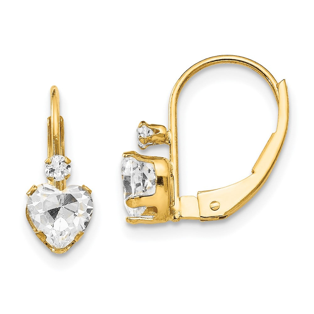 14k Madi K CZ Heart Leverback Earrings (0.67 grams)