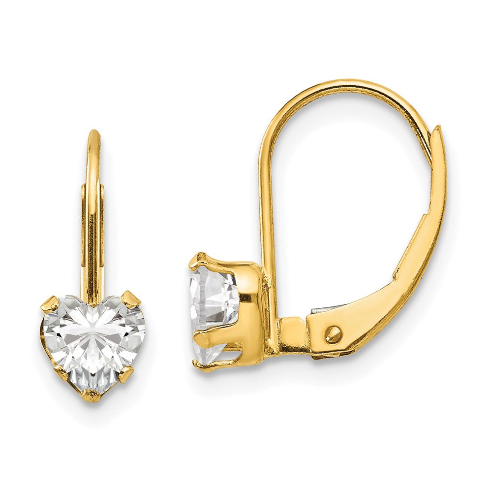 14k Madi K CZ Heart Leverback Earrings (0.62 grams)