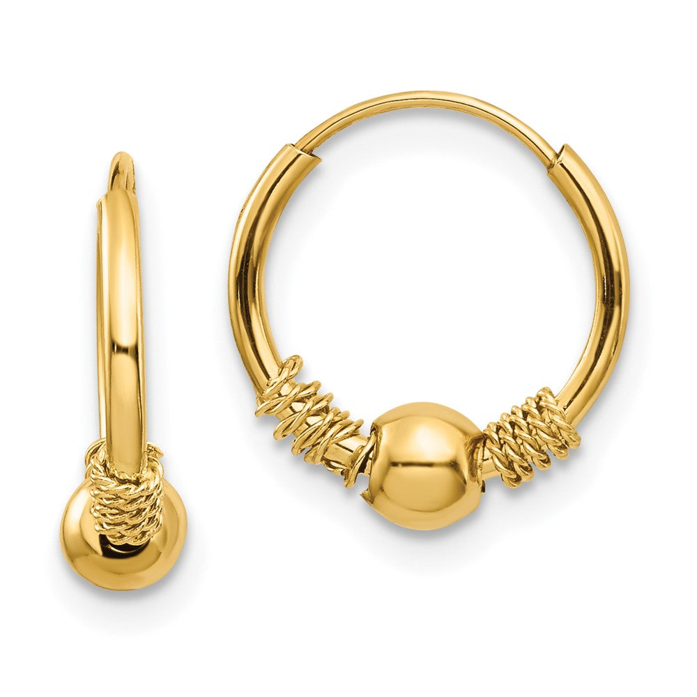 14k Madi K Endless Hoop w/Bead Earrings (0.54 grams)