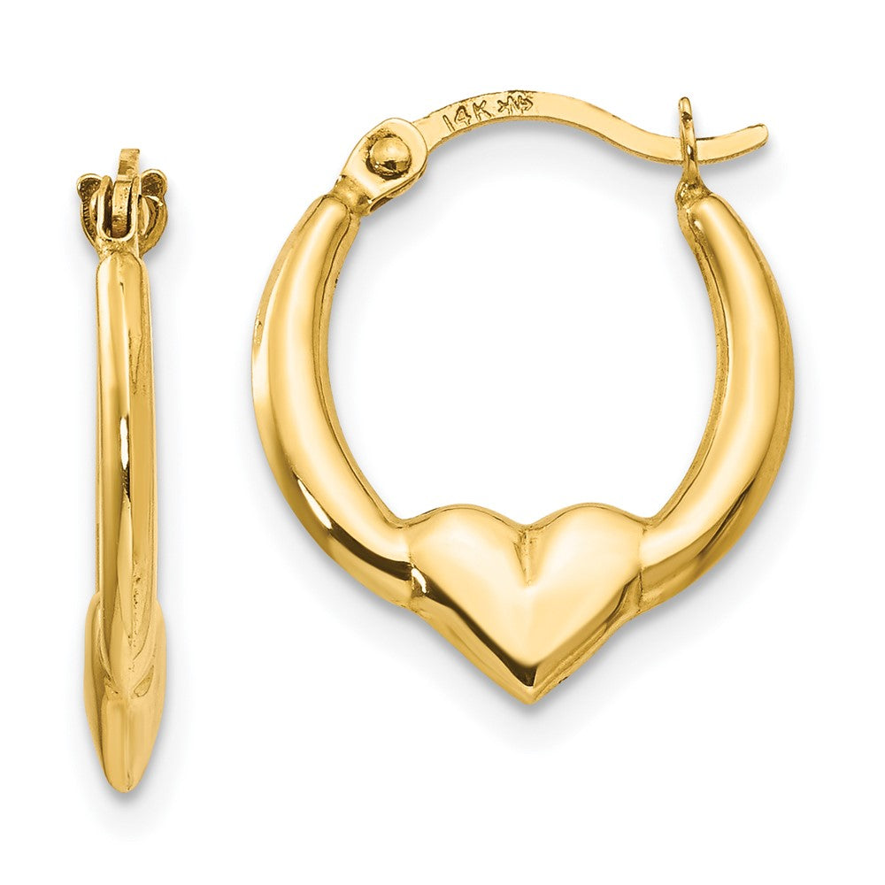14k Madi K Heart Hoop Earrings (0.5 grams)