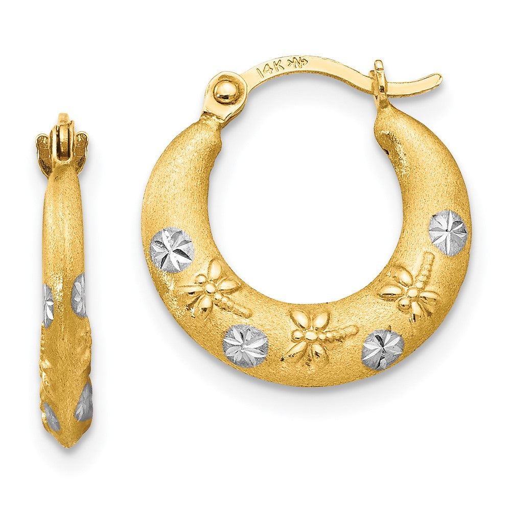 14K Madi K w/Rhodium Hoop Earrings (0.5 grams)