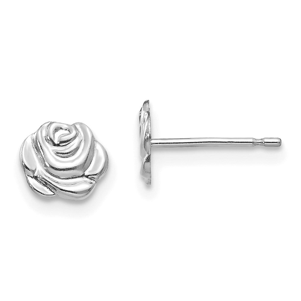 14k White Gold Madi K Polished Rose Post Earrings (0.2 grams)