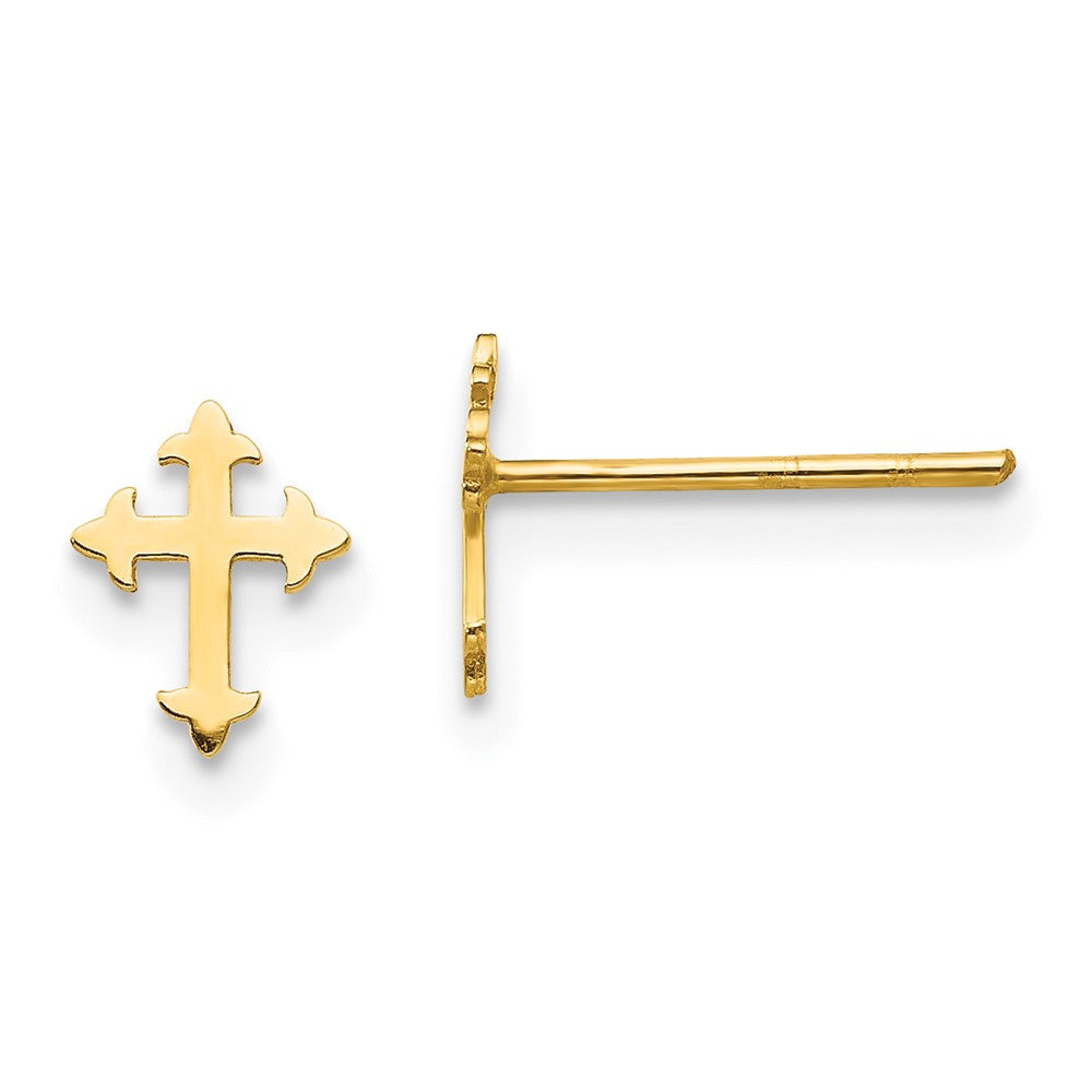 14K Madi K Polished Cross Post Earrings (0.33 grams)