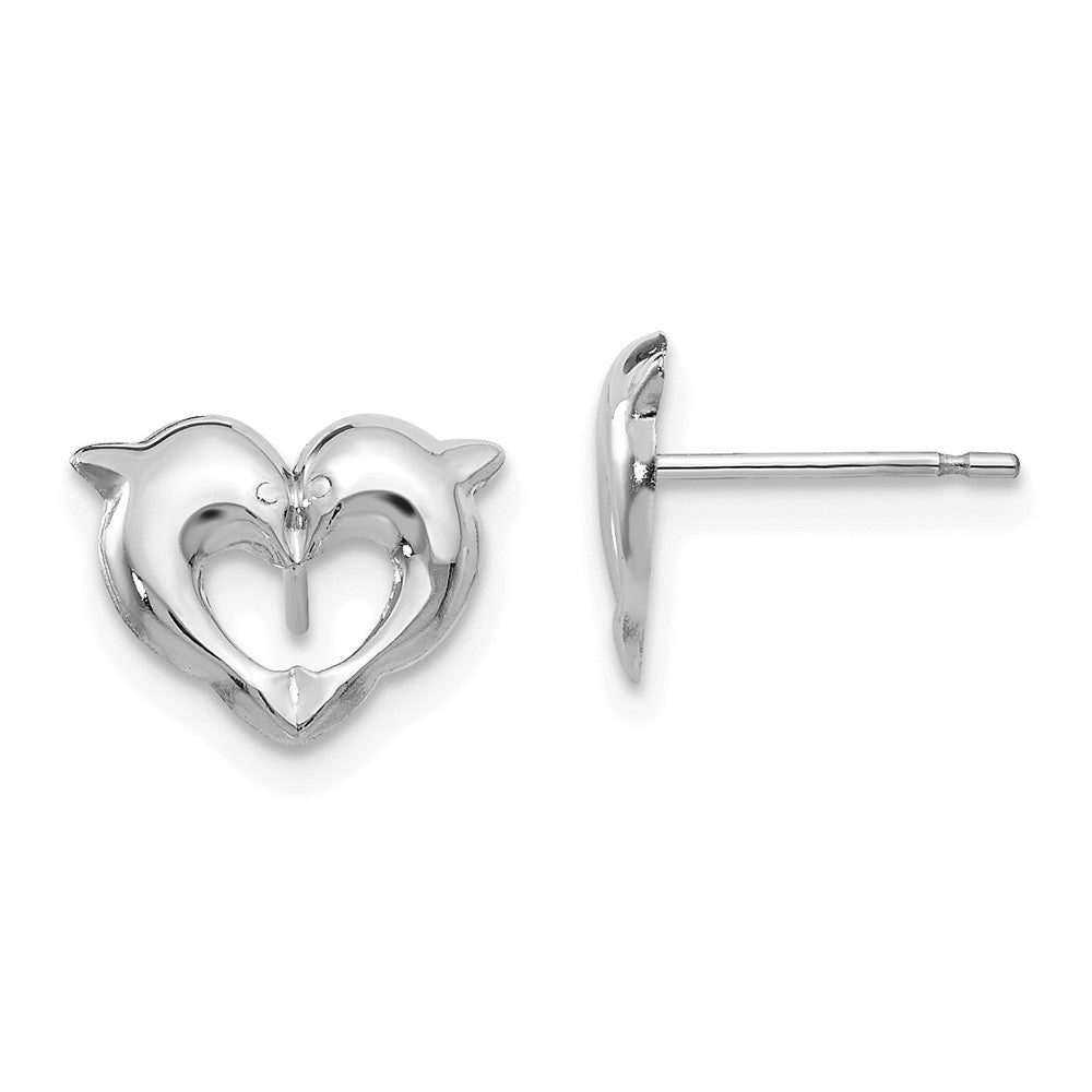14k White Gold Madi K Screwback Dolphins Post Earrings (0.25 grams)