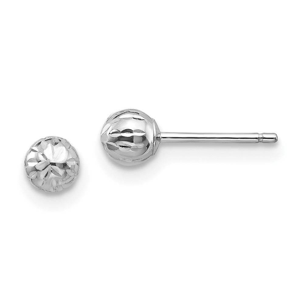 14K White Gold Madi K Diamond Cut 4M Ball Post Earrings (0.36 grams)