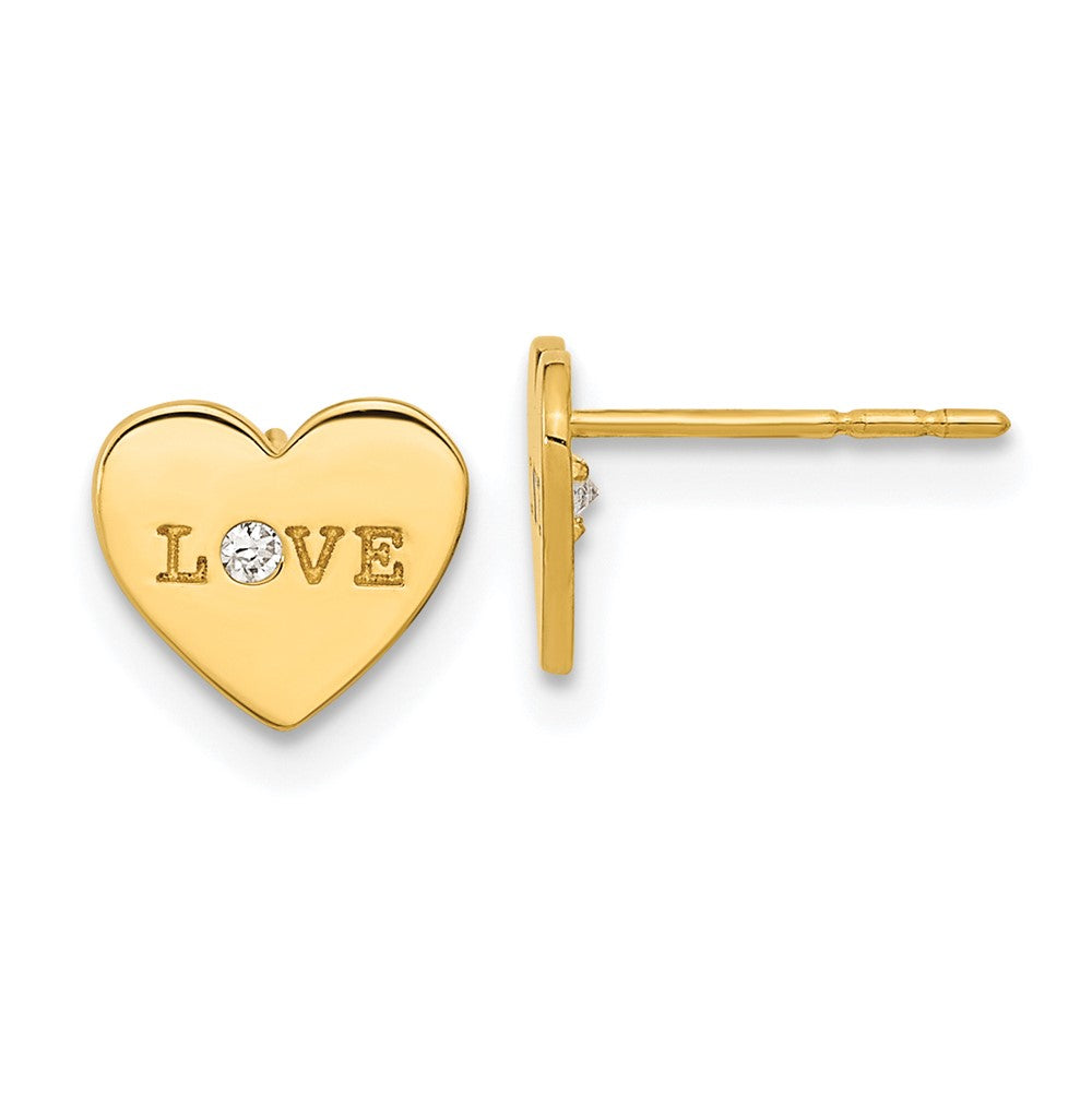 14k Madi K Polished Love CZ Heart Post Earrings (0.56 grams)