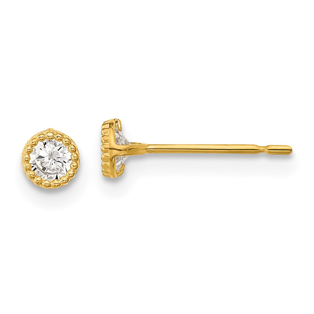 14k Madi K Milgrain Bezel CZ Post Earrings (0.44 grams)