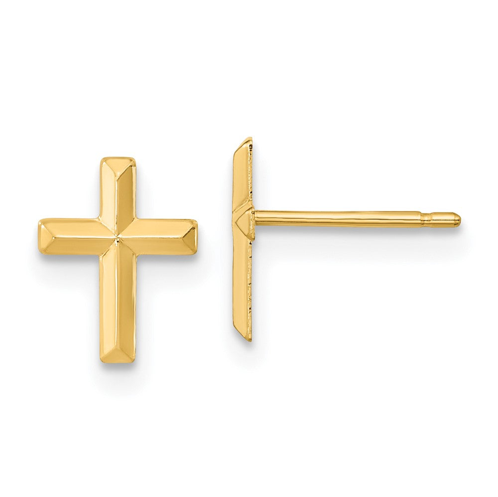 14k Madi K Polished 3D Cross Post Earrings (0.24 grams)