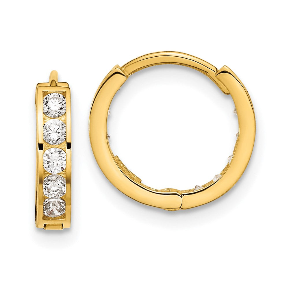 14k Madi K Round/Square CZ Reversible Hinged Hoop Earrings (1.46 grams)