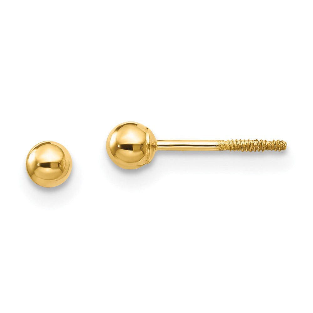14k Madi K Polished 3mm Ball Screwback Earrings (0.2 grams)