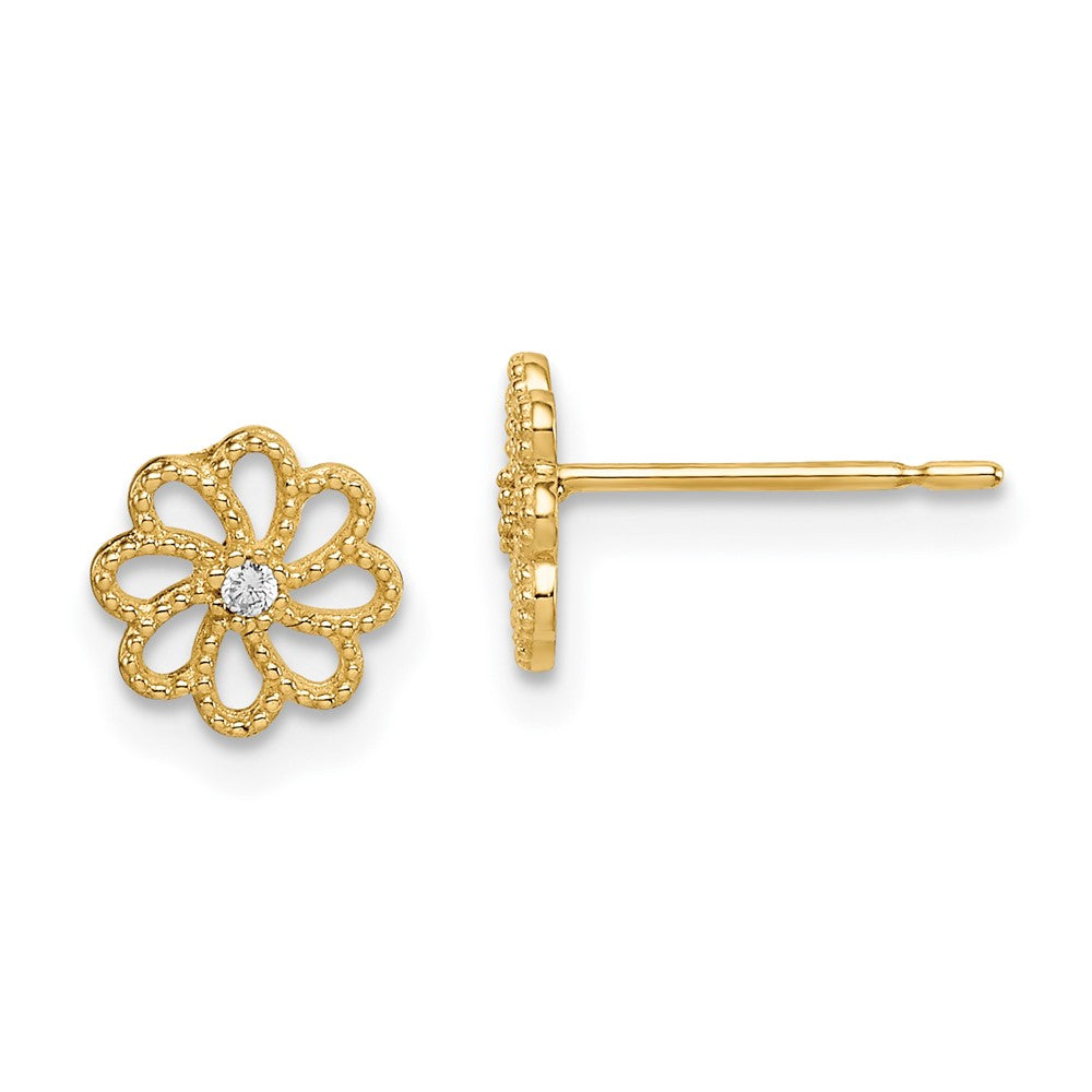 14k Madi K CZ Flower Post Earrings (0.61 grams)