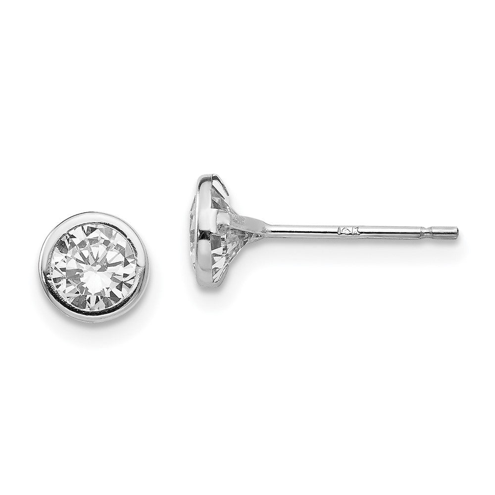 14k White Gold Madi K 5mm Bezel Set CZ Post Earrings (0.22 grams)