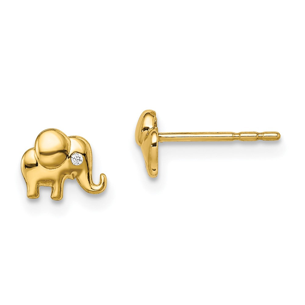 14k Madi K CZ Accent Elephant Post Earrings (0.47 grams)