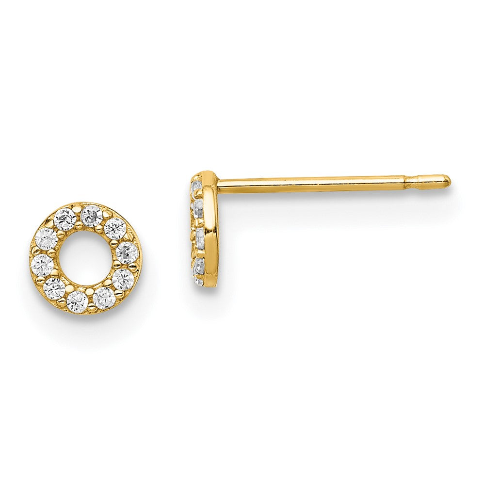 14k Yellow Gold Madi K Circle CZ Post Earrings (0.34 grams)