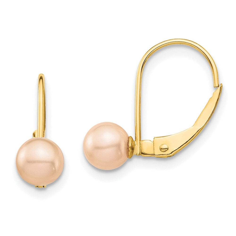 14K Madi K 5-6mm Pink Round FW Cultured Pearl Leverback Earrings (0.92 grams)