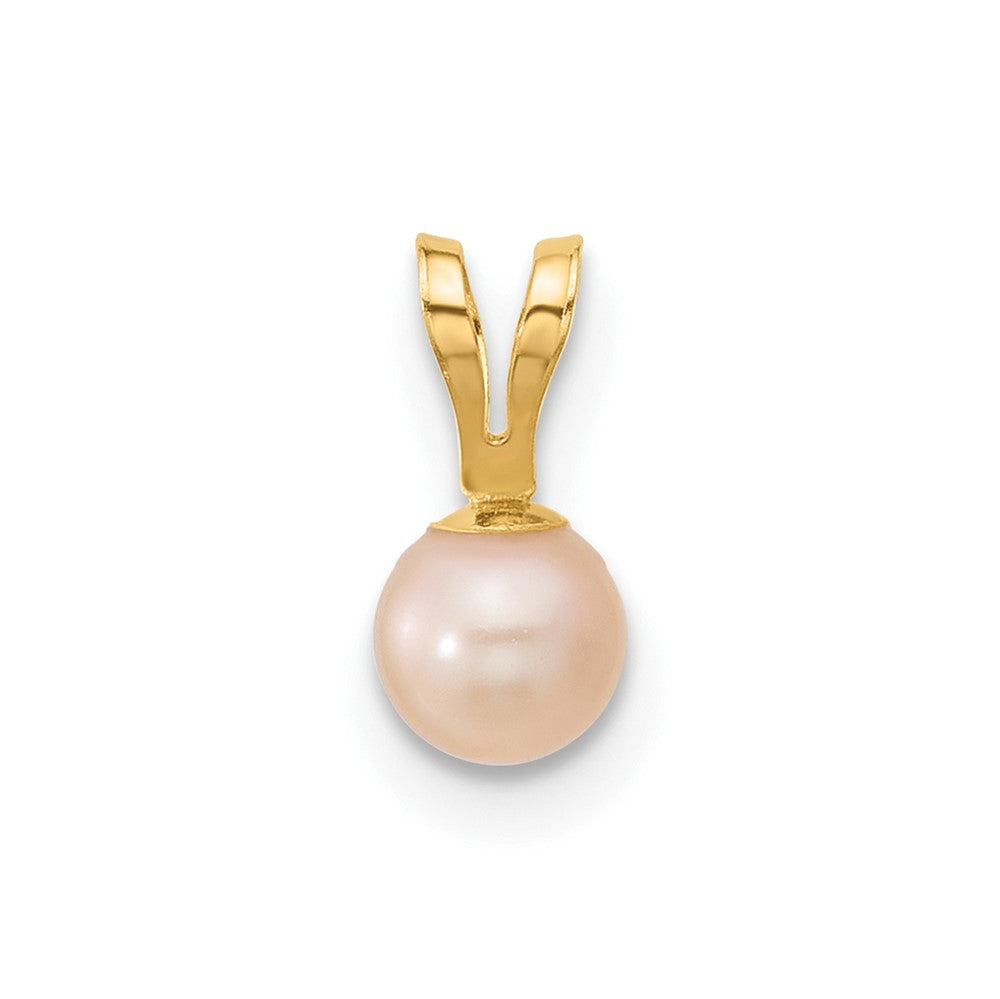 14K Madi K 4-5mm Pink Near Round Freshwater Cultured Pearl Pendant (0.11 grams)