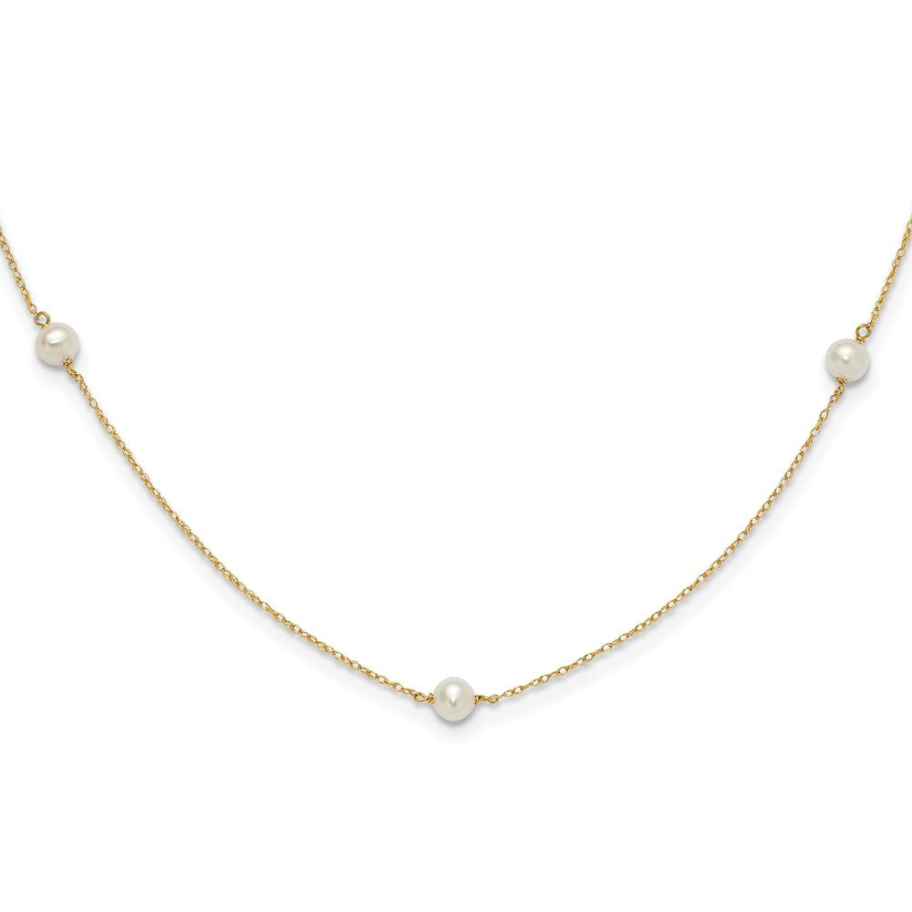 14K Madi K 4-5mm White Round FW Cultured Pearl 5-station Necklace (1.1 grams)