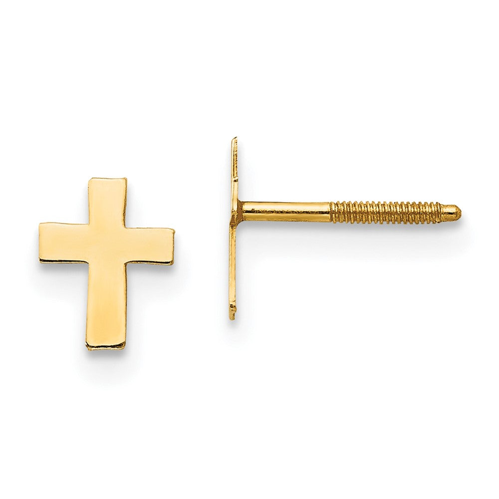 14k Madi K Polished Tiny Cross Silicone Back Earrings (0.17 grams)