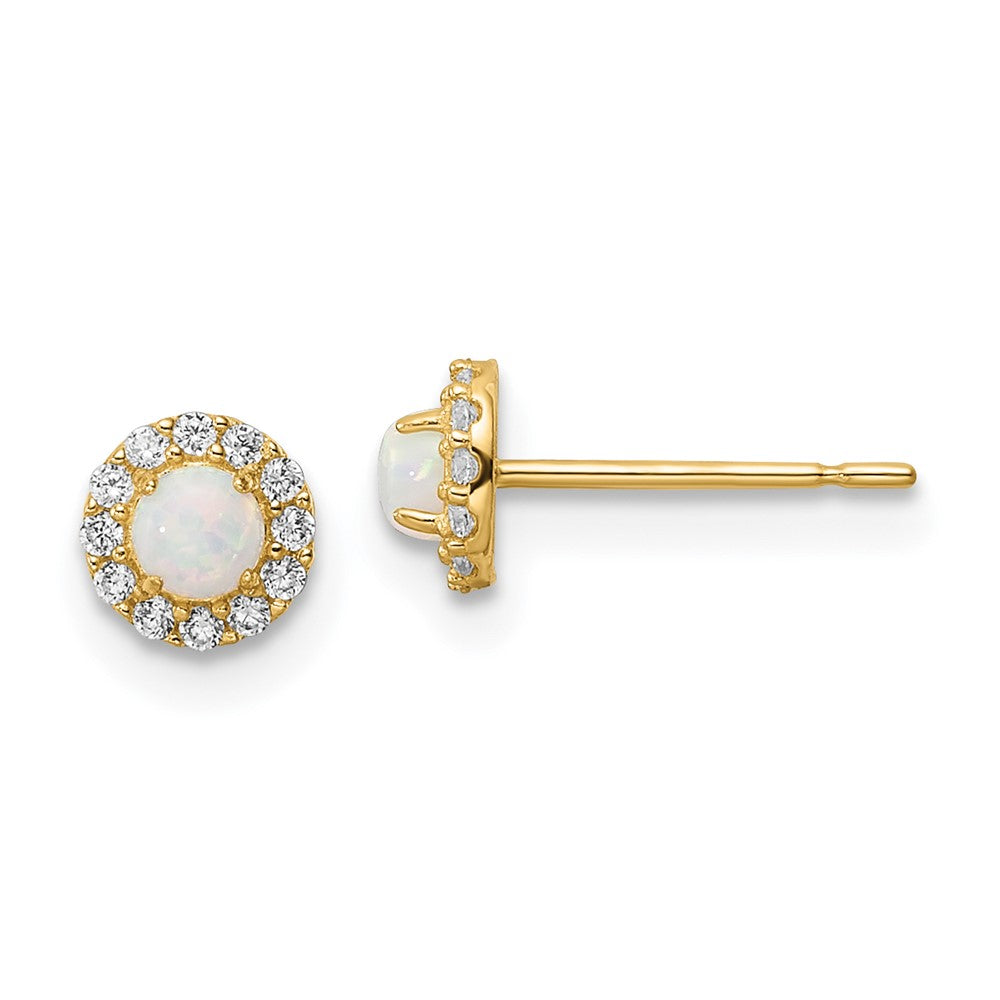 14k Madi K CZ And Created Opal Post Earrings (0.6 grams)