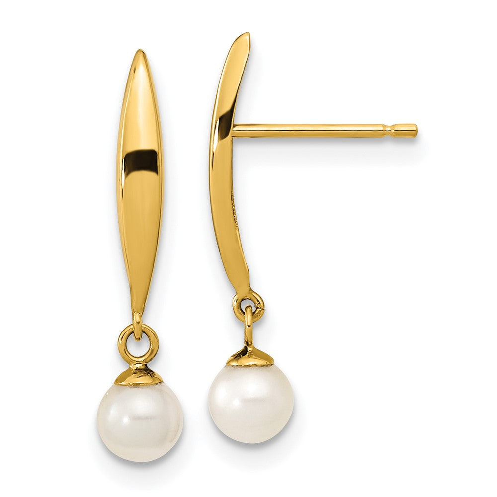 14K Madi K Polished 4mm Freshwater Cultured Pearl Post Earrings (0.84 grams)