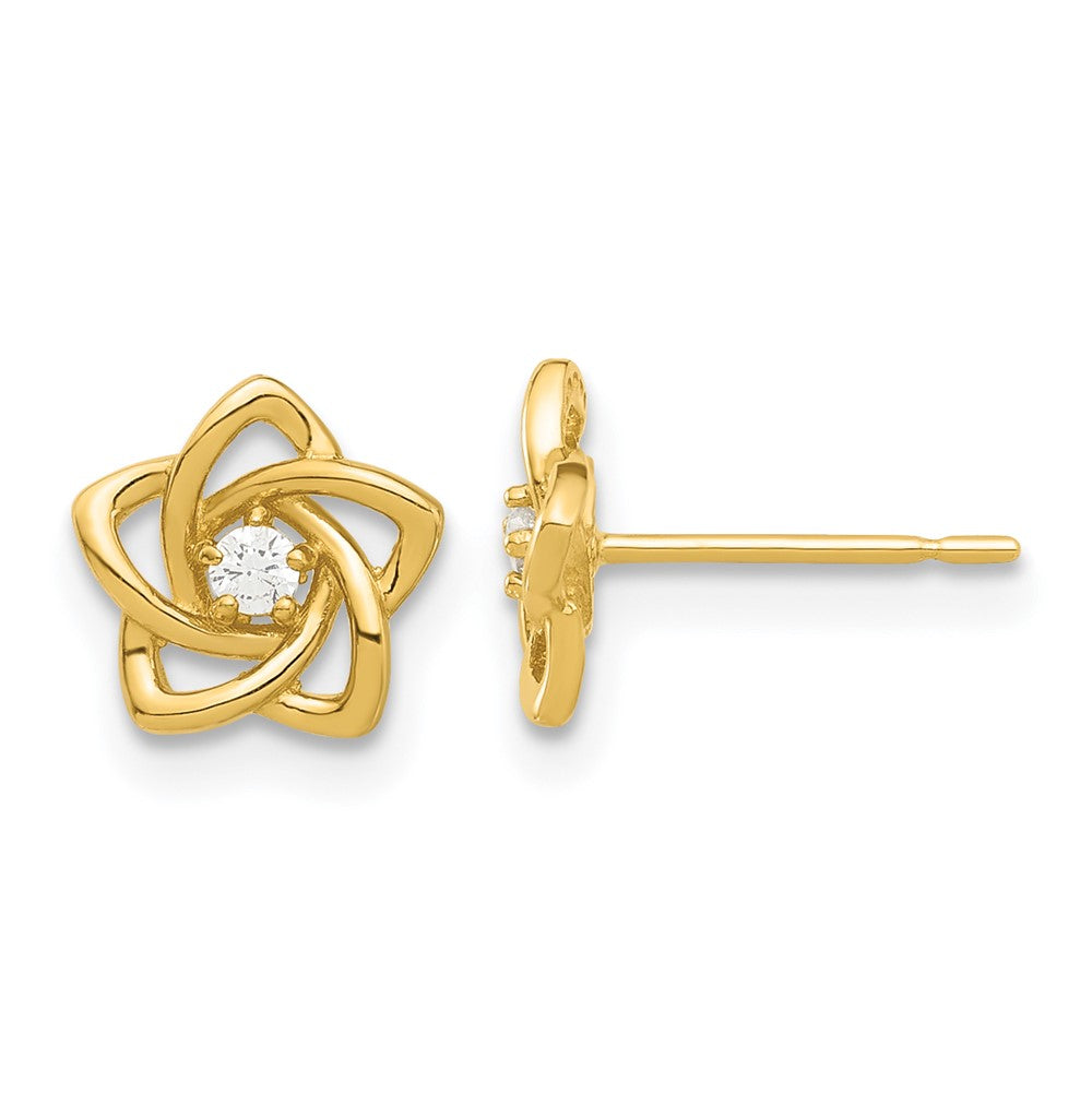 14k Madi K Polished CZ Flower Post Earrings (1.06 grams)