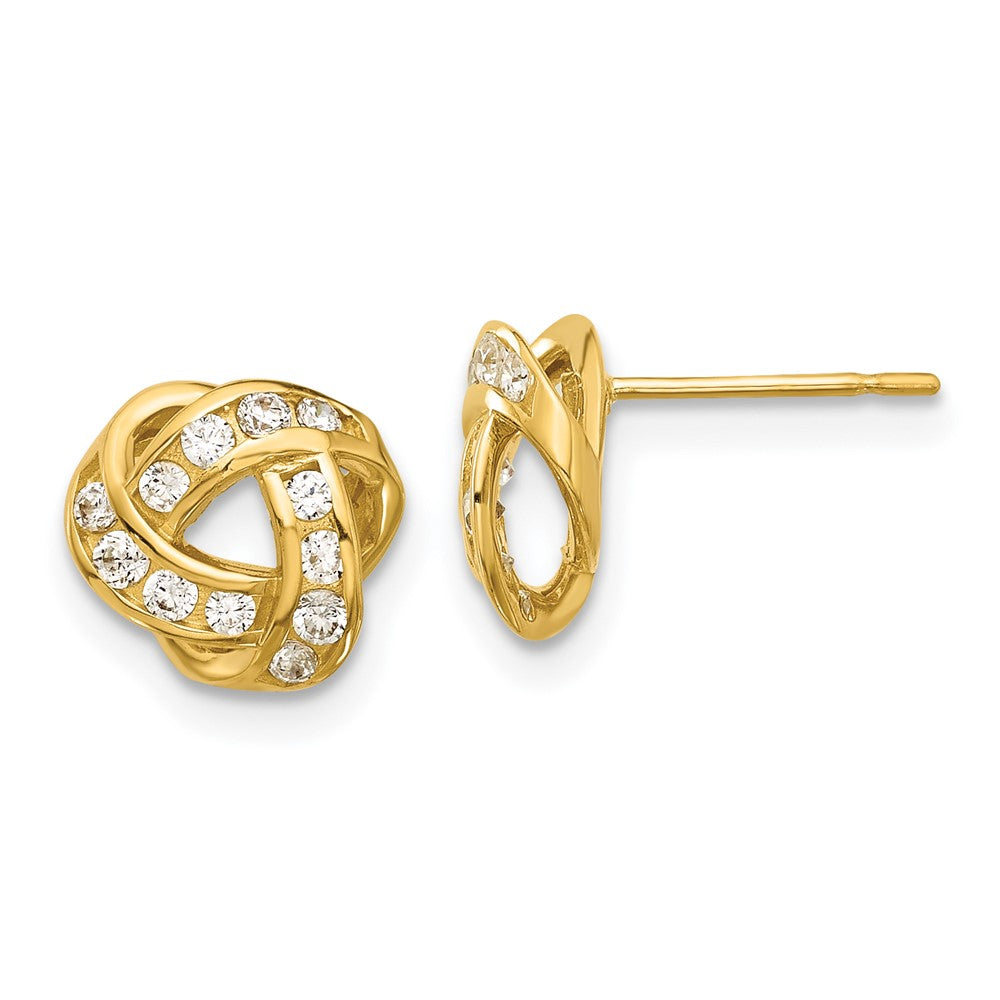 14k Madi K Polished CZ Love Knot Post Earrings (1.5 grams)