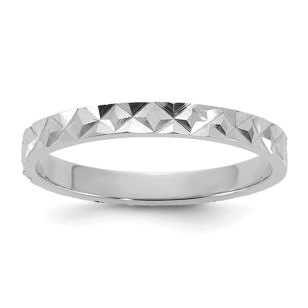 14K White Gold Madi K Diamond-cut Design 2mm Band Baby / Children's Ring (0.89 grams)