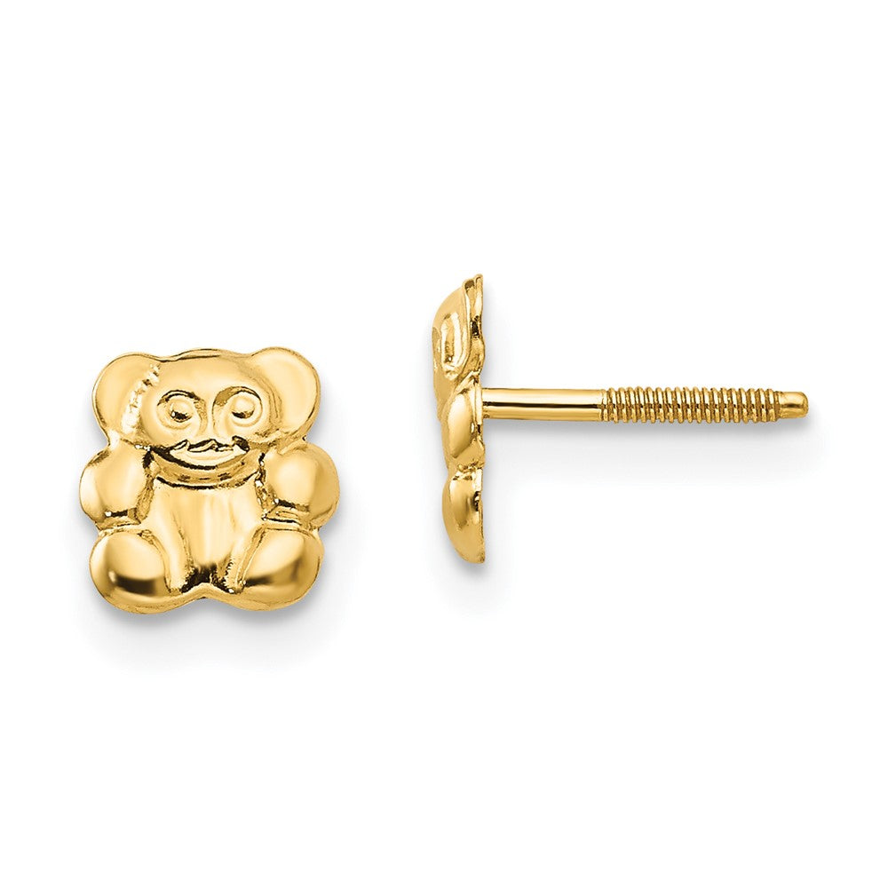 14k Madi K Polished Teddy Bear Screwback Earrings (0.28 grams)