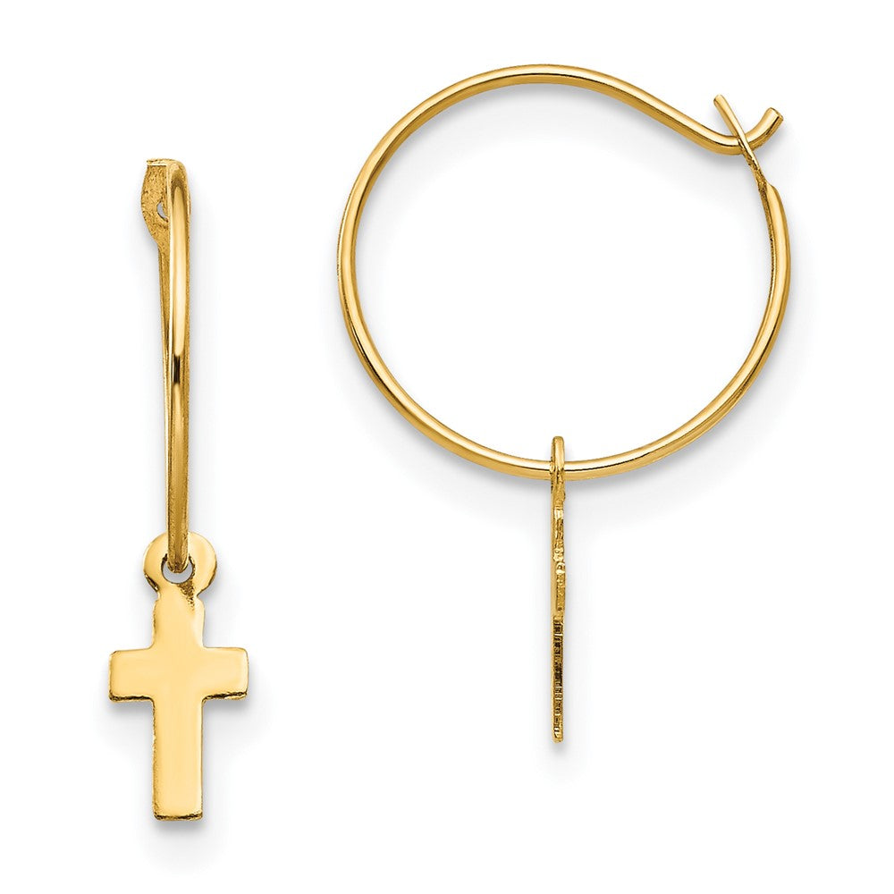 14k Madi K Endless Hoop w/Small Cross Earrings (0.23 grams)