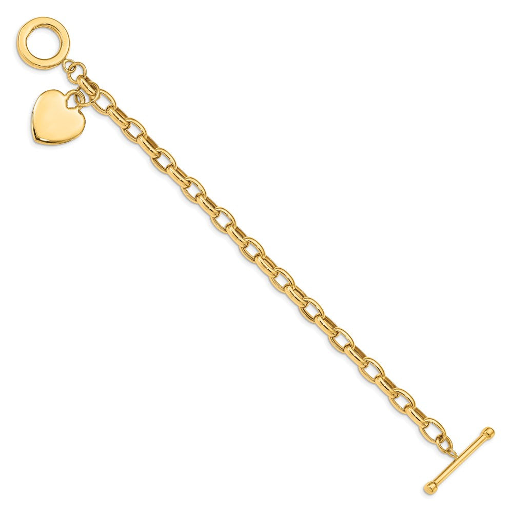 14k Yellow Gold 18 mm Heart Charm Bracelet (11.12 grams)