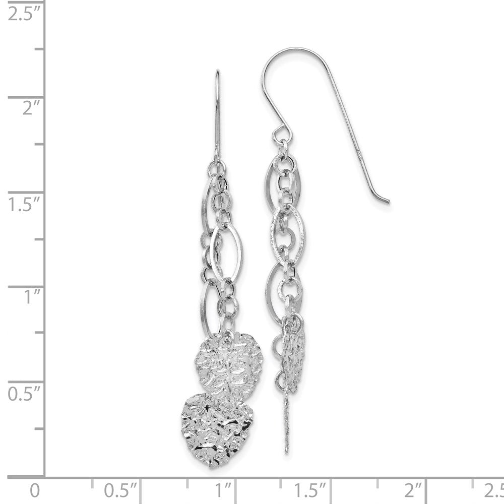 14k White Gold 10 mm WG Dangle Heart Earrings (1.71 grams)