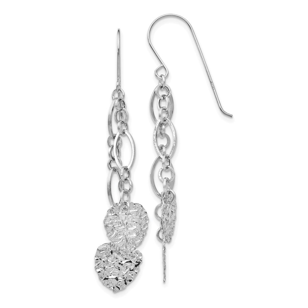 14k White Gold 10 mm WG Dangle Heart Earrings (1.71 grams)