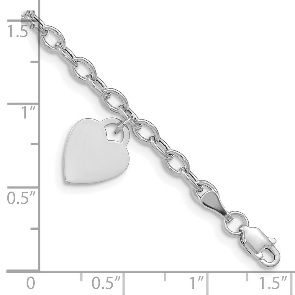 14k White Gold 10.5 mm Dangle Heart Bracelet (2.34 grams)