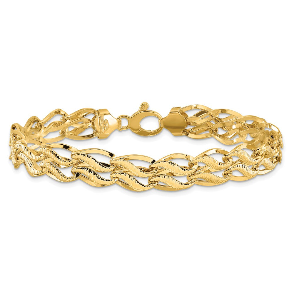 14k Yellow Gold 12 mm inch Fancy Link Bracelet (8.39 grams)