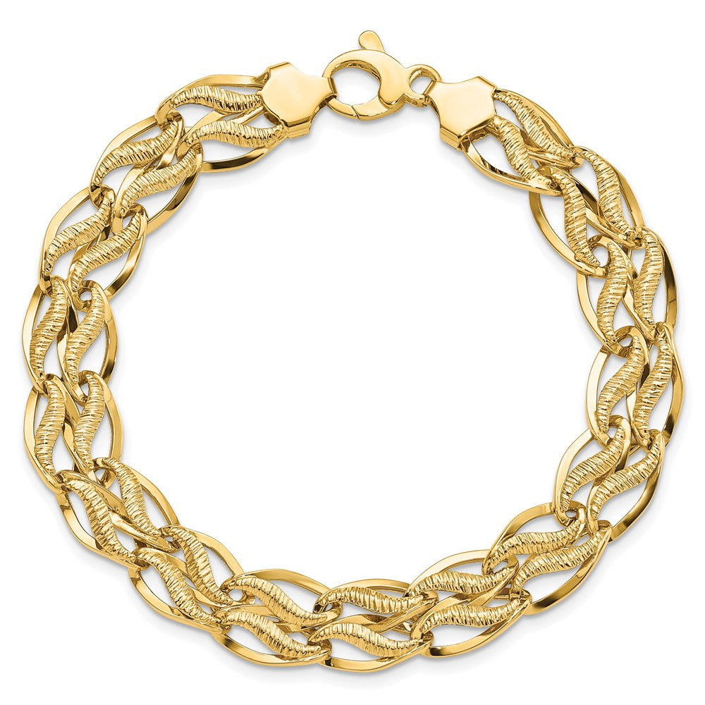14k Yellow Gold 12 mm inch Fancy Link Bracelet (8.39 grams)