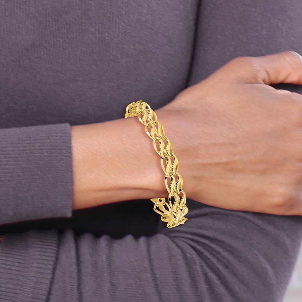 14k Yellow Gold 12 mm inch Fancy Link Bracelet (8.39 grams)