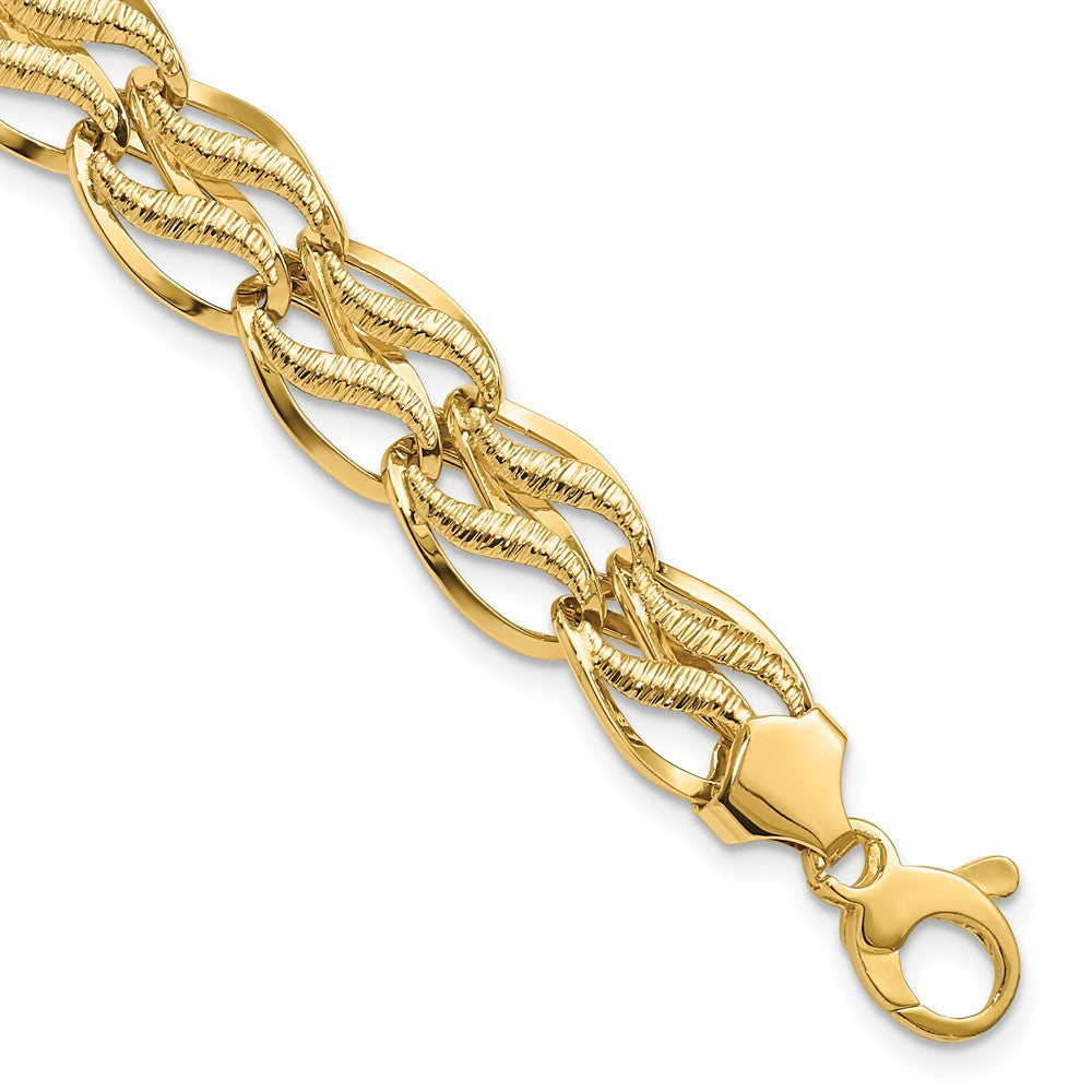14k Yellow Gold 12 mm inch Fancy Link Bracelet (8.39 grams)