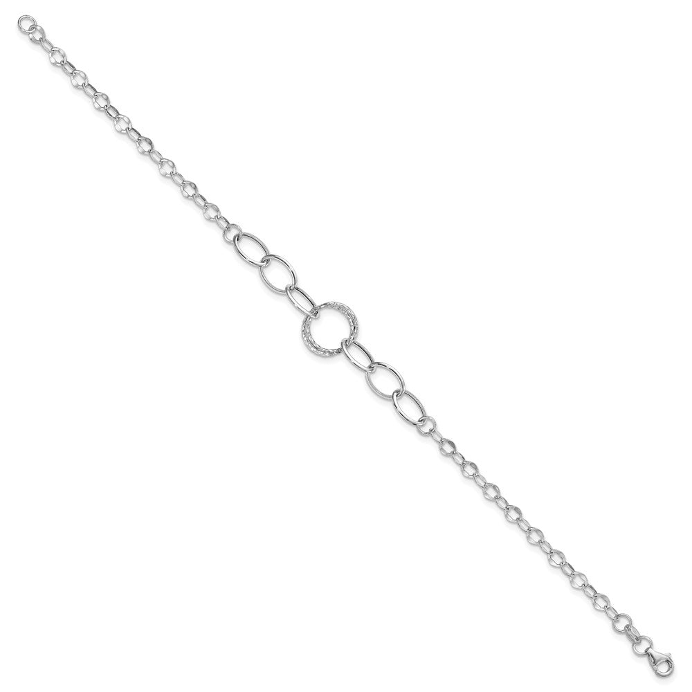14k White Gold 12 mm Polished Textured Fancy Link Bracelet (1.7 grams)