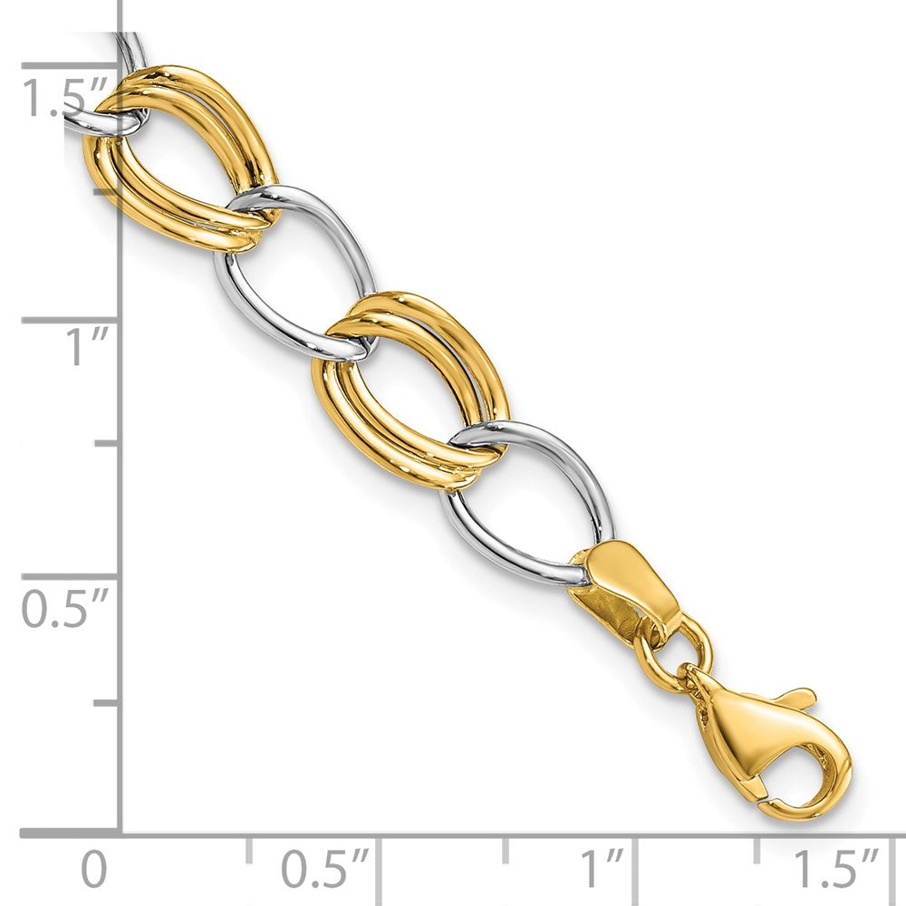 14k Two-tone 8 mm Polished Open Link Bracelet (3.78 grams)