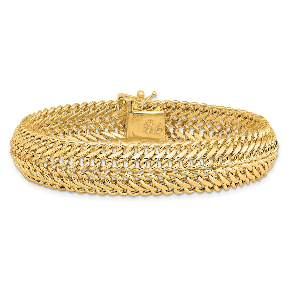 14k Yellow Gold 13 mm Polished in Fancy Link Bracelet (13.79 grams)