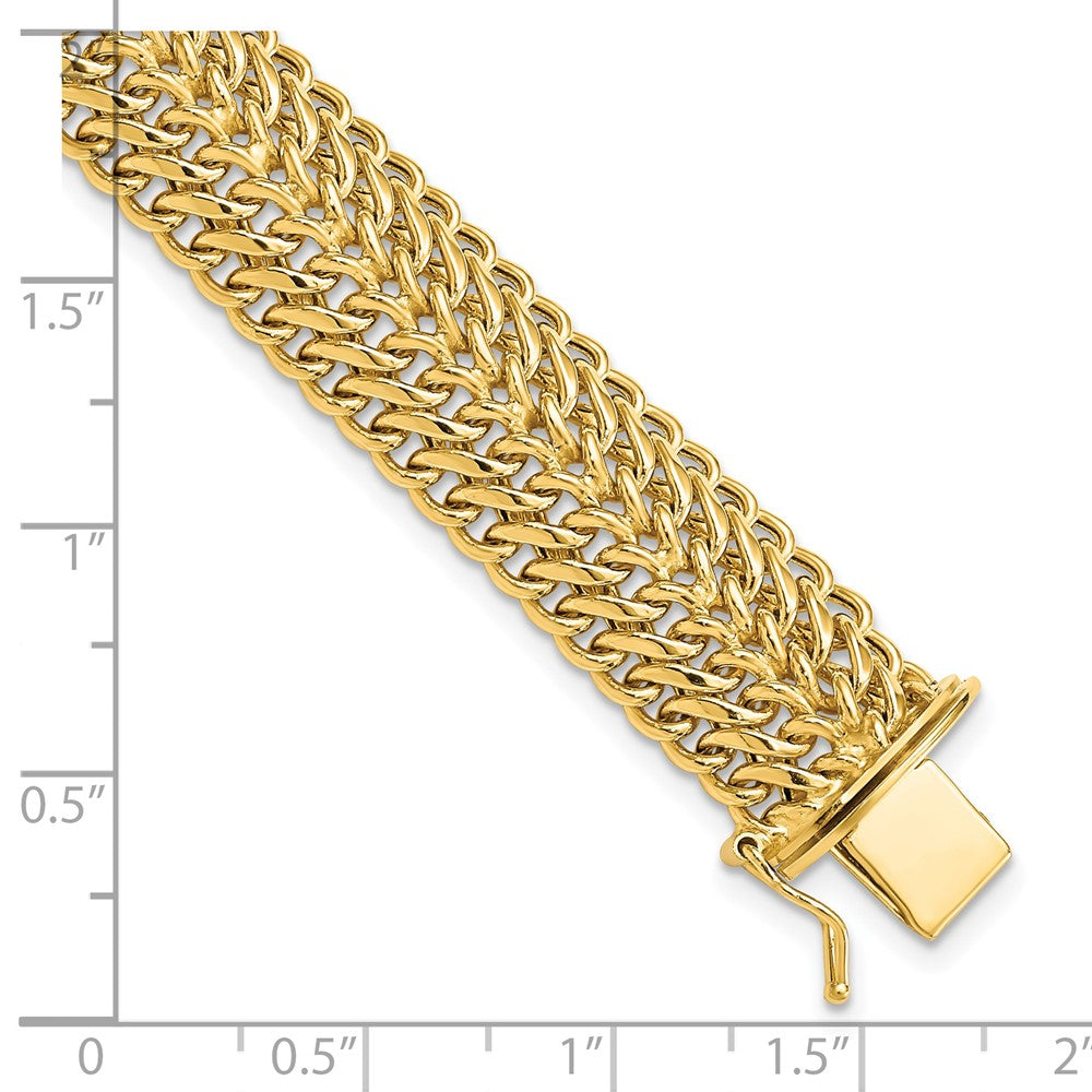 14k Yellow Gold 13 mm Polished in Fancy Link Bracelet (13.79 grams)