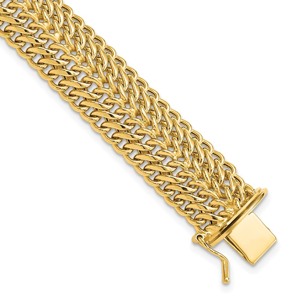 14k Yellow Gold 13 mm Polished in Fancy Link Bracelet (13.79 grams)