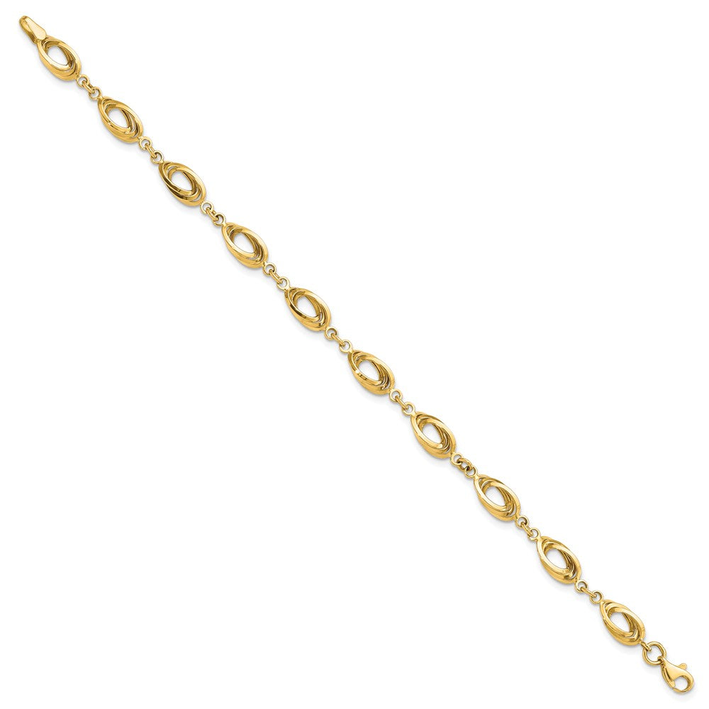 14k Yellow Gold 8 mm Polished Fancy Link Bracelet (4.21 grams)
