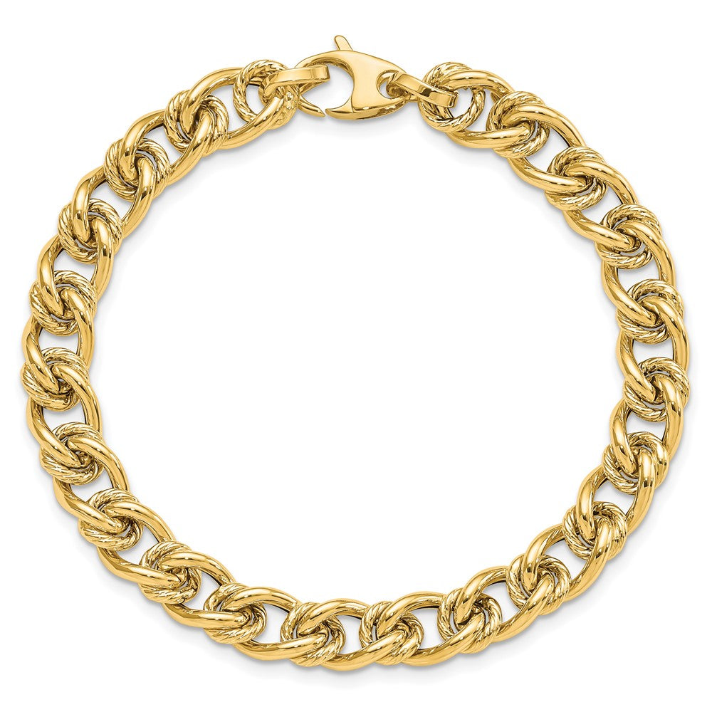 14k Yellow Gold 7 mm Polished Fancy Link Bracelet (5.18 grams)