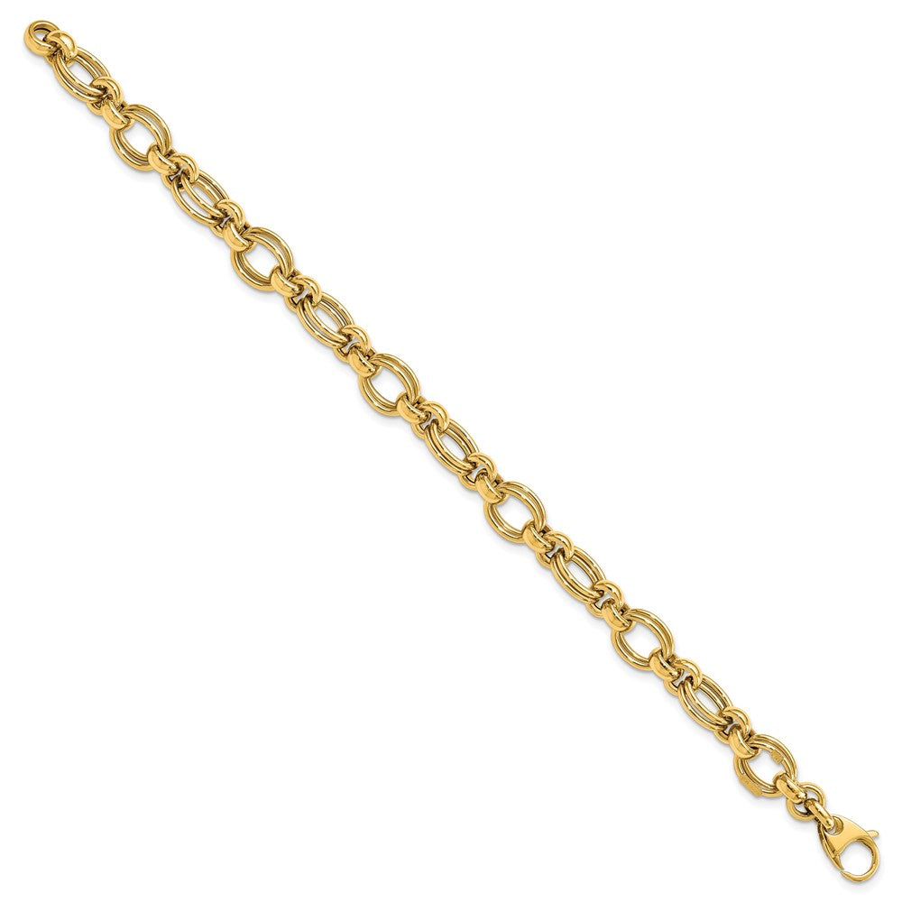 14k Yellow Gold 7 mm Polished Fancy Link Bracelet (6.05 grams)