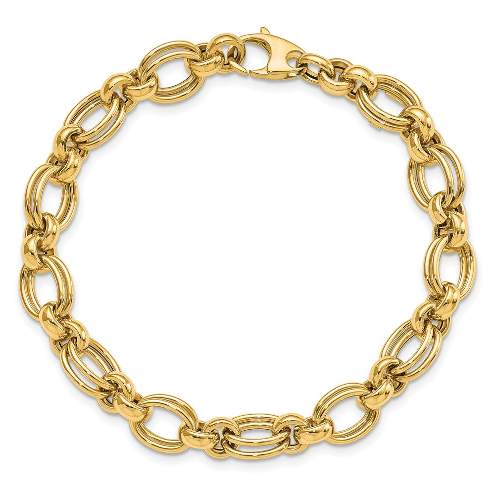 14k Yellow Gold 7 mm Polished Fancy Link Bracelet (6.05 grams)